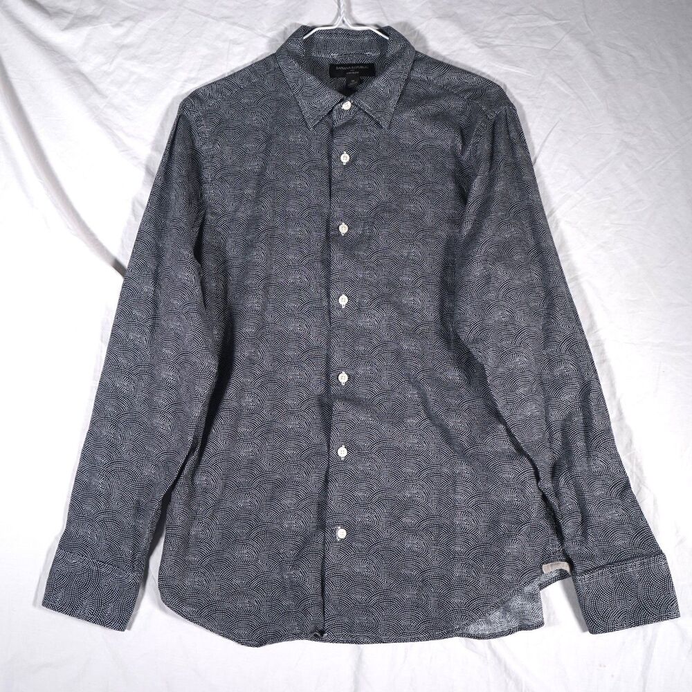 Banana Republic Linen Blend Button Up Shirt Black White Polka Dot Medium - Picture 8 of 8